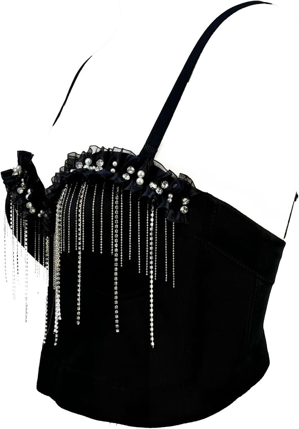 [HDVFONVW] 女性用 セクシー バストイアー ラインストーン タッセル コルセット ランジェリー パーティー用 クラブウェア