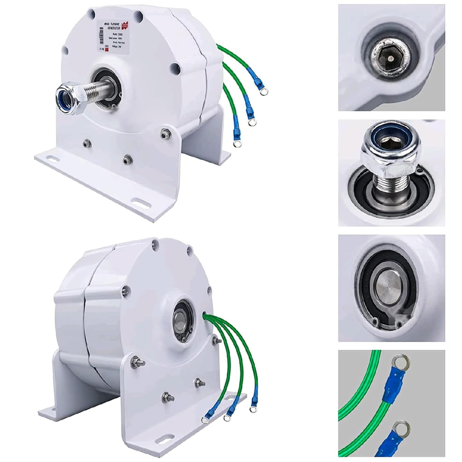 Generatore Trifase A Magneti Permanenti Senza Ingranaggi Da 800 W A Basso Numero Di Giri, Alternatore Ca 12 V/24 V/48 V con Raddrizzatore Ad Alta Efficienza Incluso, per Turbine Eoliche E Id