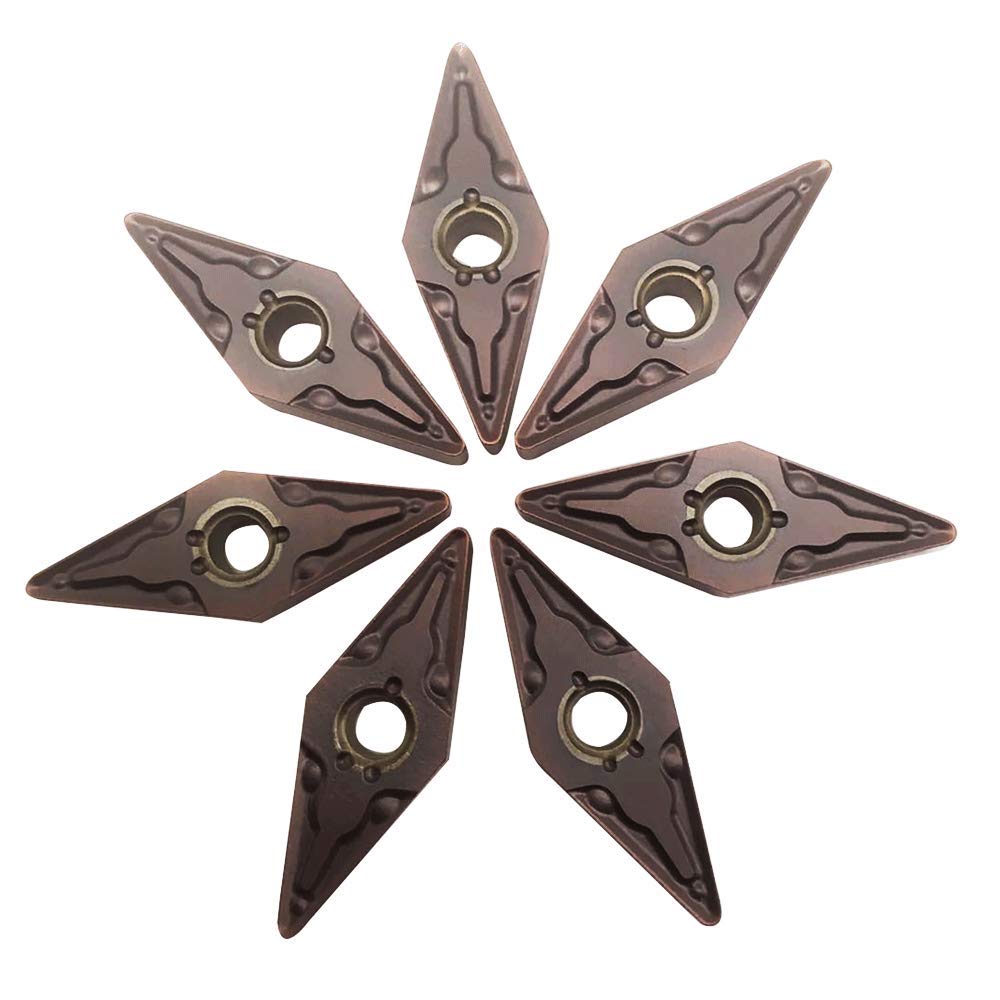 10PCS VNMG331/ VNMG160404 VNMG332/VNMG160408 CNC Lahe Indexable Carbide Turning Insert Cutting Blade for VNMG Turning Tool Holder, Multilayer Coated, 3/16" Thick, 1/64" Radius