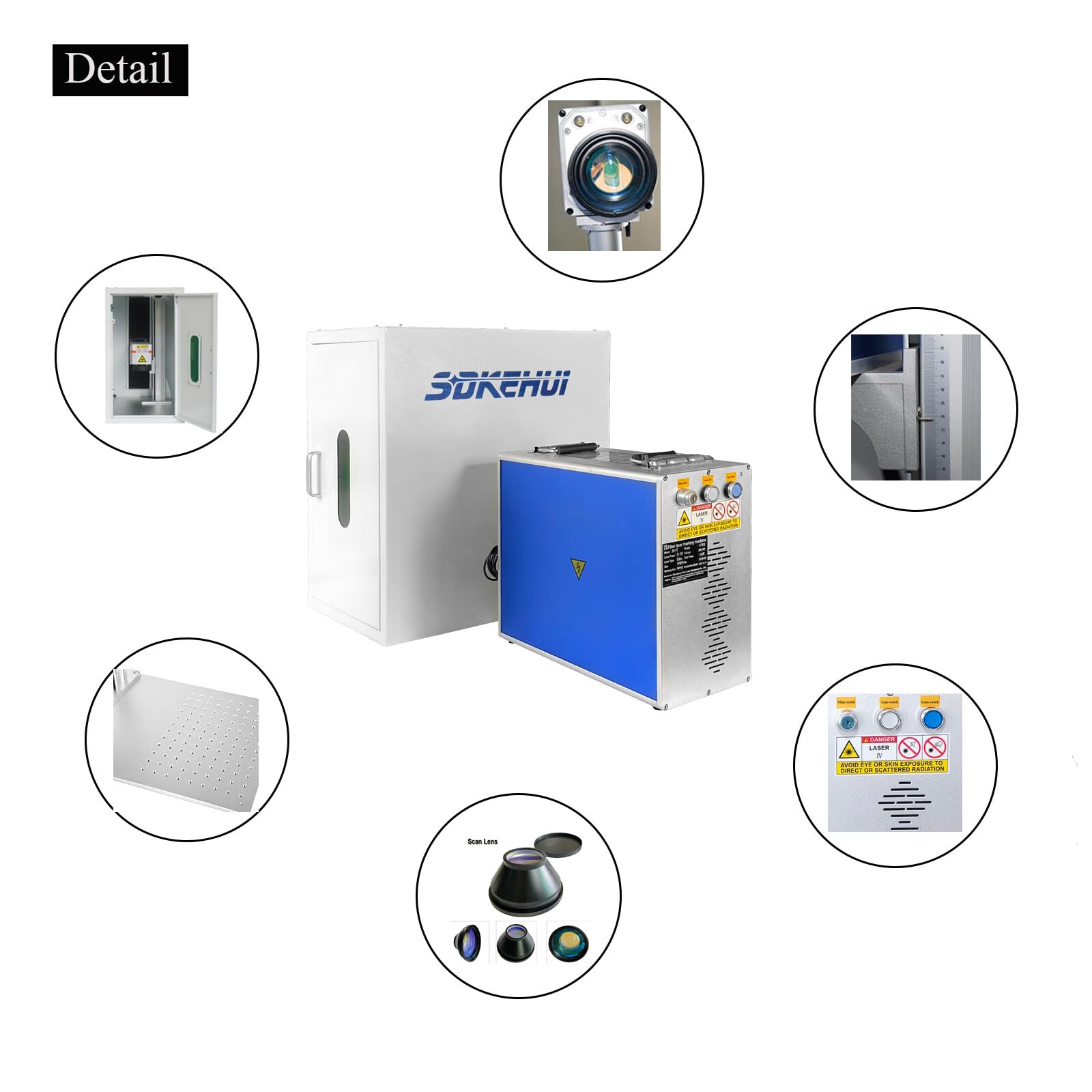 Graveur Laser Métal laser Fibre Machine à Graver Laser Fiber Laser Decoupe avec Autofocus Raycus 1064nm 220V précision 0.01mm pour Métal Bijoux Cuivre Aluminium Acier Fer Etc.(50W Area 300 * 300mm)