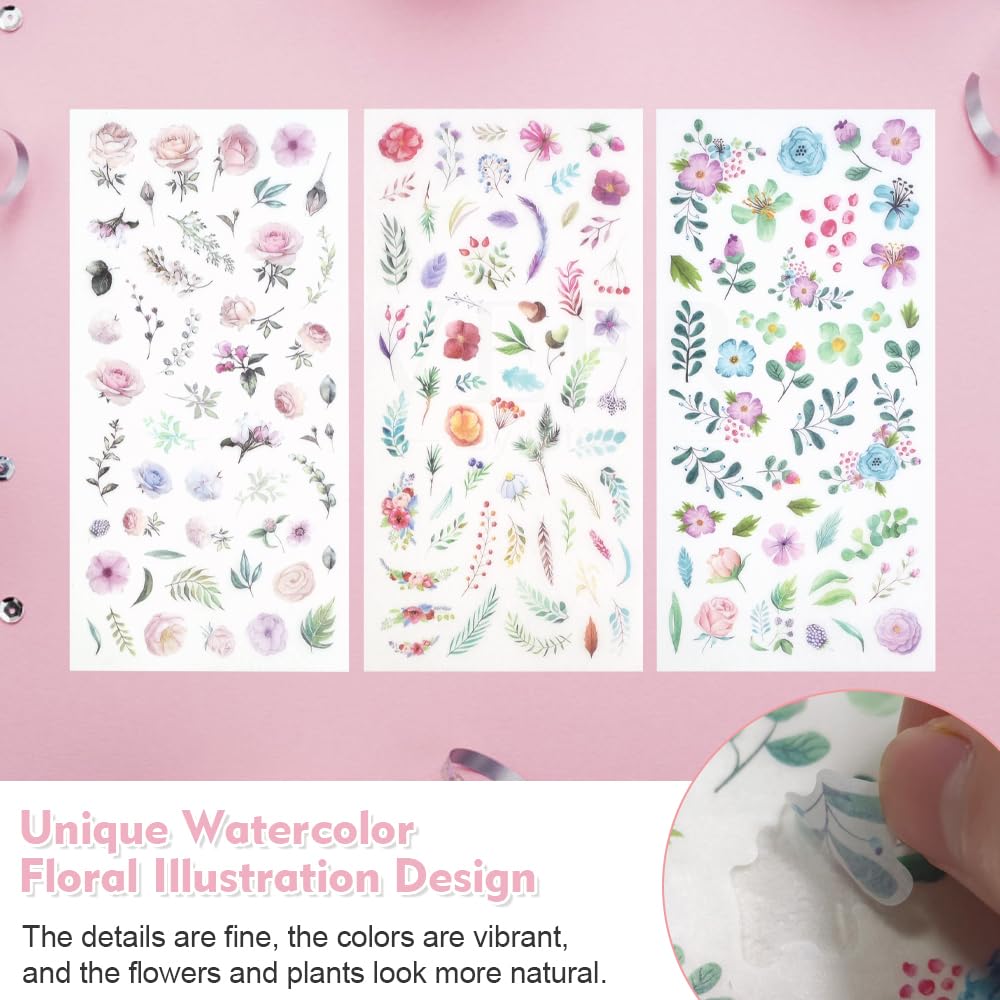 120 adesivi per scrapbooking con fiori e piante adesivi per