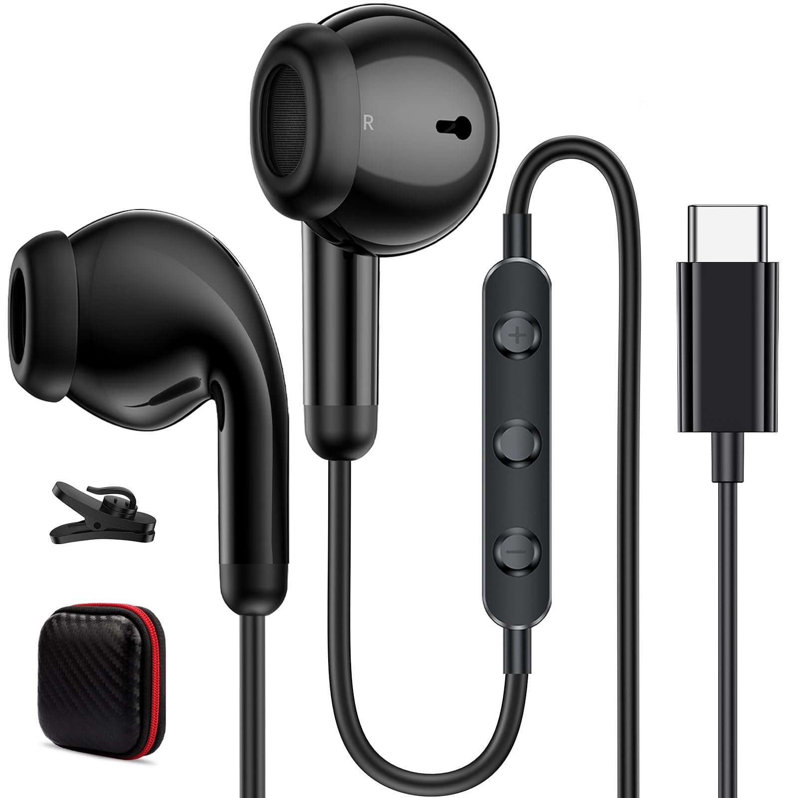 USB C Headphones Wired Earbuds for iPhone 17 16 Pro Max 15 for Samsung S26 Ultra S25 S24 FE S23,Type C Headphones C Plug Stereo Corded Earphones with