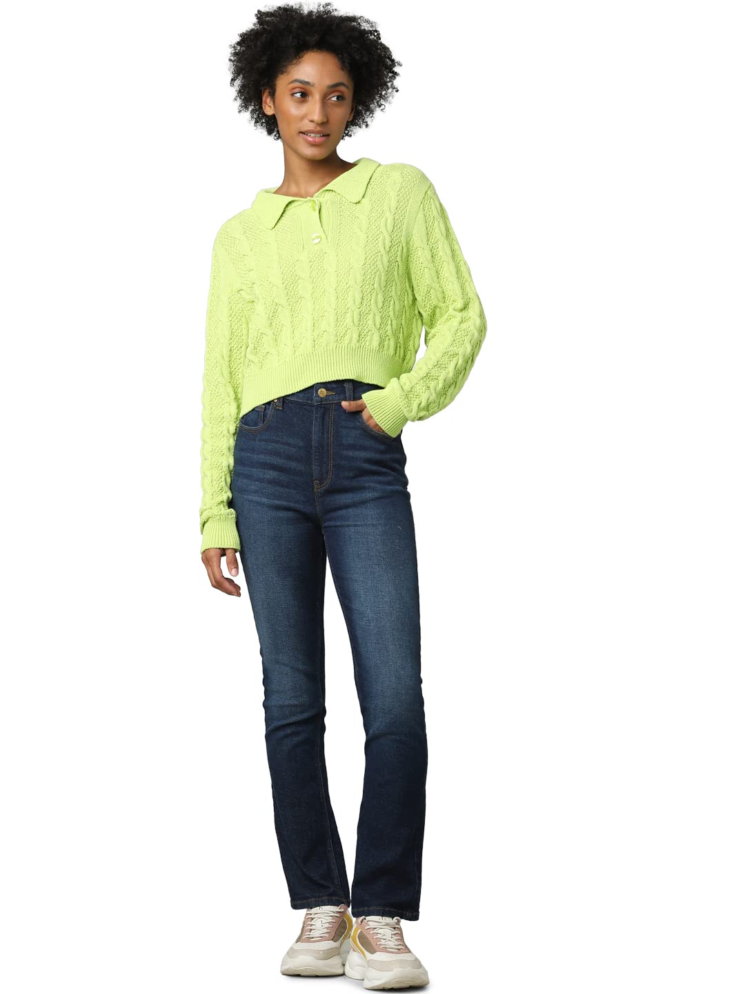 only Women's Cotton Blend Polo Neck Regular Fit Sweater-picture-24