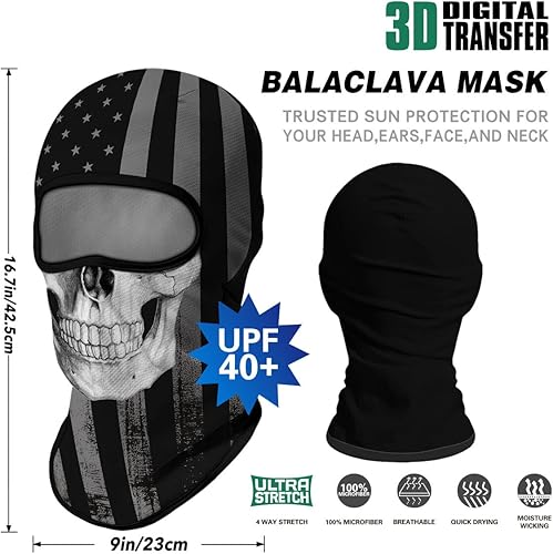 Miniatura 6 de Red Plume Pasamontañas con estampado de calavera de fantasmas, máscara de esquí de cara completa, protección UV para motociclismo, deportes al aire