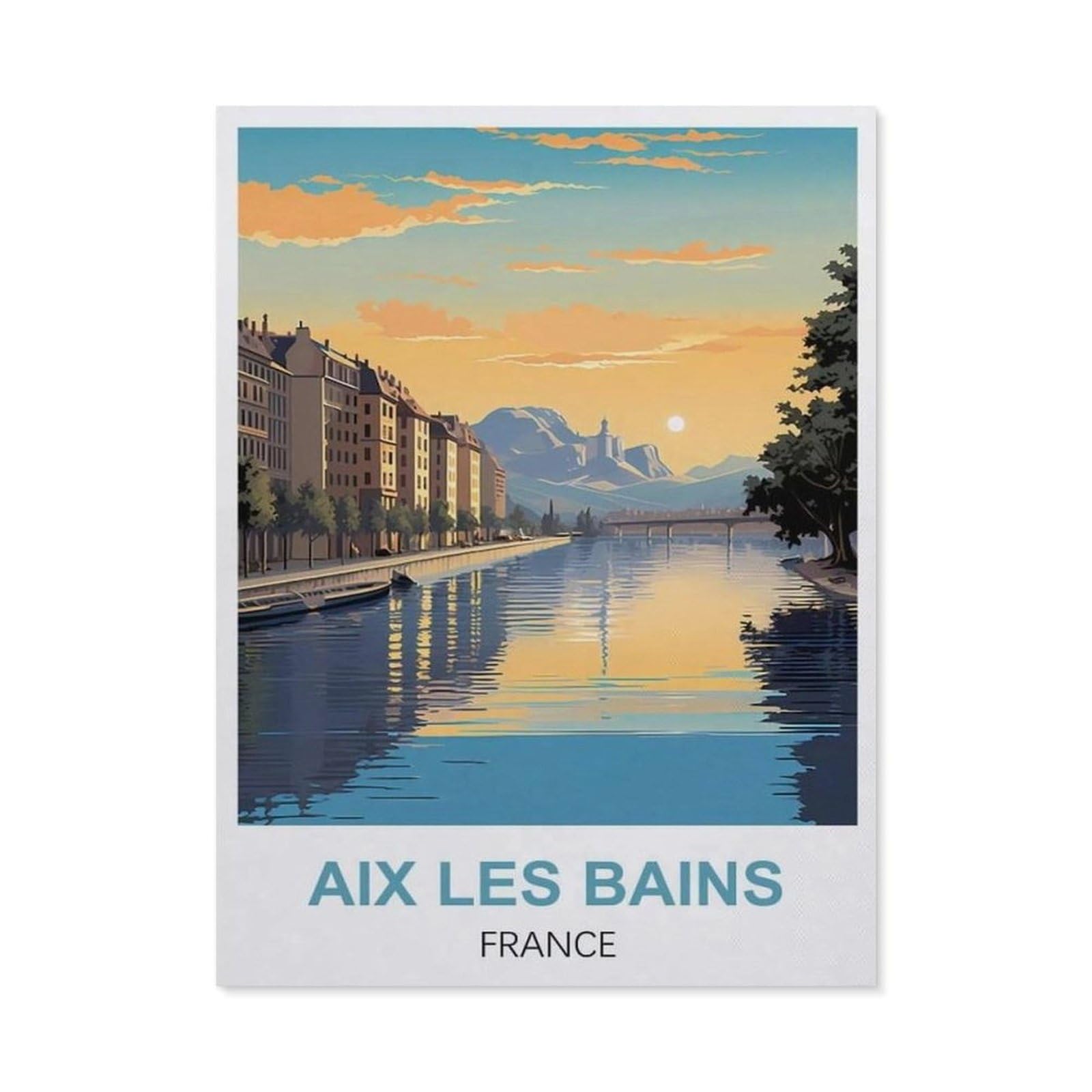 Vintage Art Metal Signs Funny Sign，Aix Les Bains France(30x40cm）