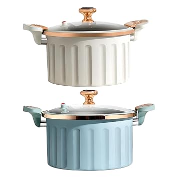 Kresal Micro Pressure Soup Pot Cooker 10L, Enamel Lining Non Stick Pressure Cooker with Lid, Push-Pull Lock System, Silicone Seal & Spill-Proof Safety Valve Pressure Pot