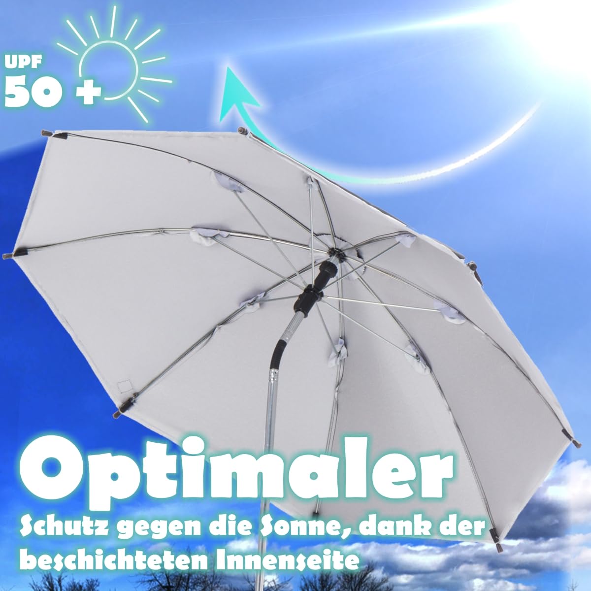 Fillikid Sonnenschirm für Kinderwagen Buggy und Jogger mit UV SCHUTZ (50) Baby Kind Schirm