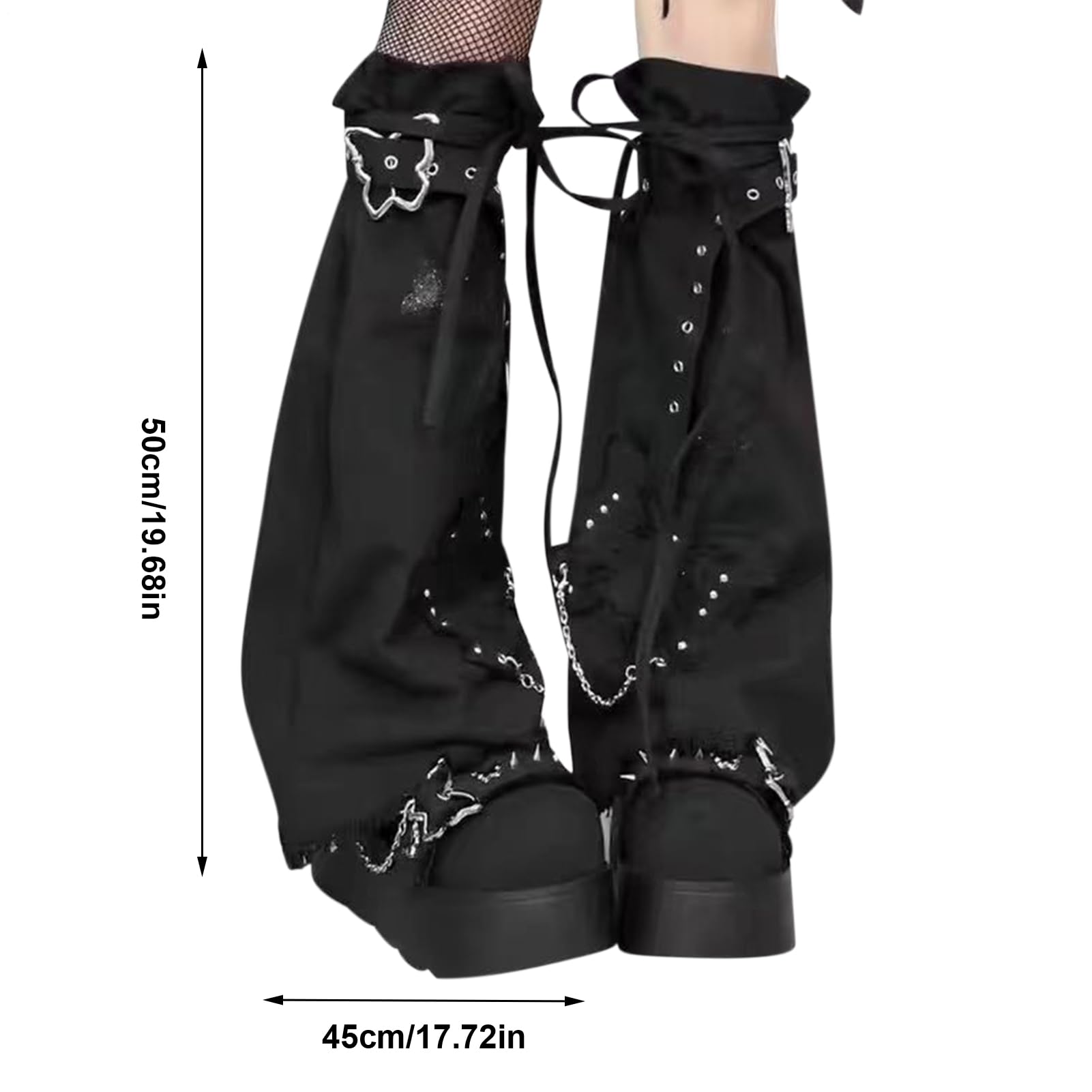 Scaldamuscoli da donna, scaldamuscoli punk con collana - Outfit Cosplay calzini alti | Per donne ragazze bambini inverno Natale Halloween attività all'aperto