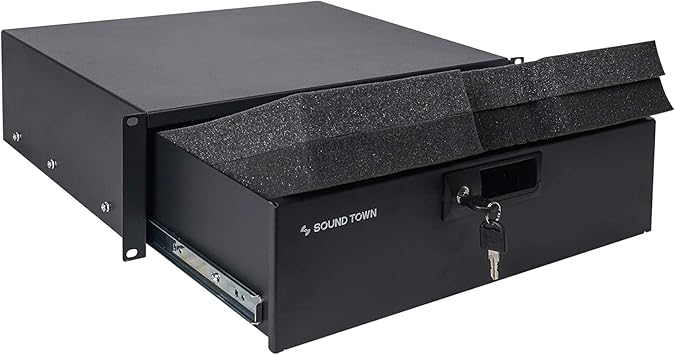 Sound Town 19-inch 3U Locking Rack Drawer, with Protection Foam STRD-3D
