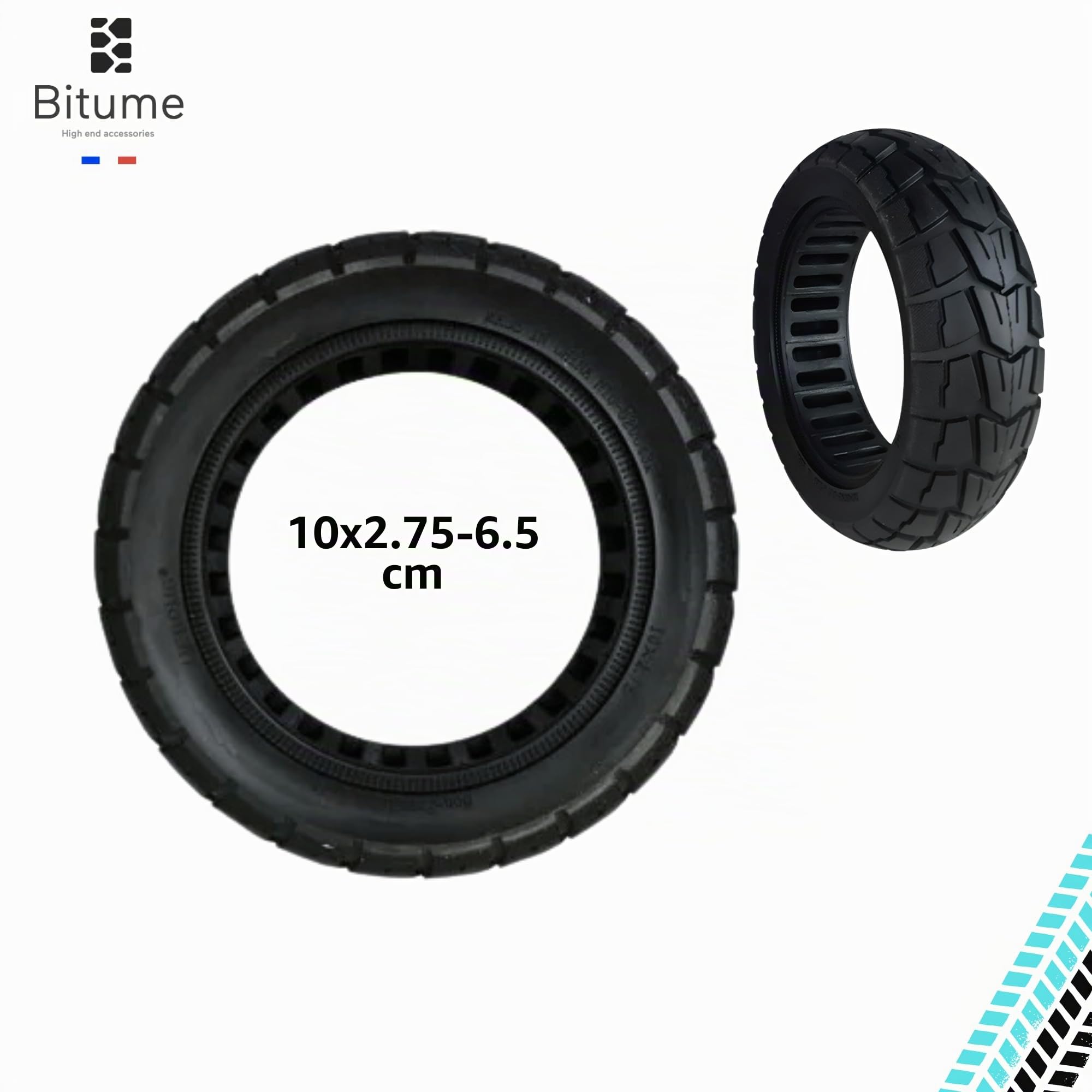 Bitume | Pneumatico Pieno Semi Offroad per Monopattino Elettrico Urbanglide Ecross Pro, Ecross Max | Pneumatico Imperabile 10x2.75-6.5 Pollici per Monopattino Elettrico Ruota Anteriore e Posteriore |