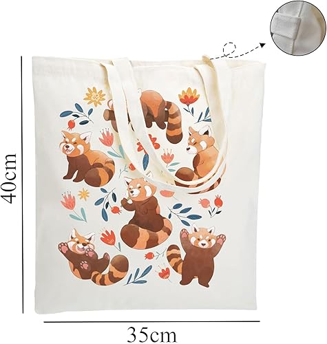 Miniatura 2 de Red Panda Tote Bag Red Panda Lover Tote Bolso de compras con temática de panda rojo Bolsa de comestibles reutilizable para amantes de los animales