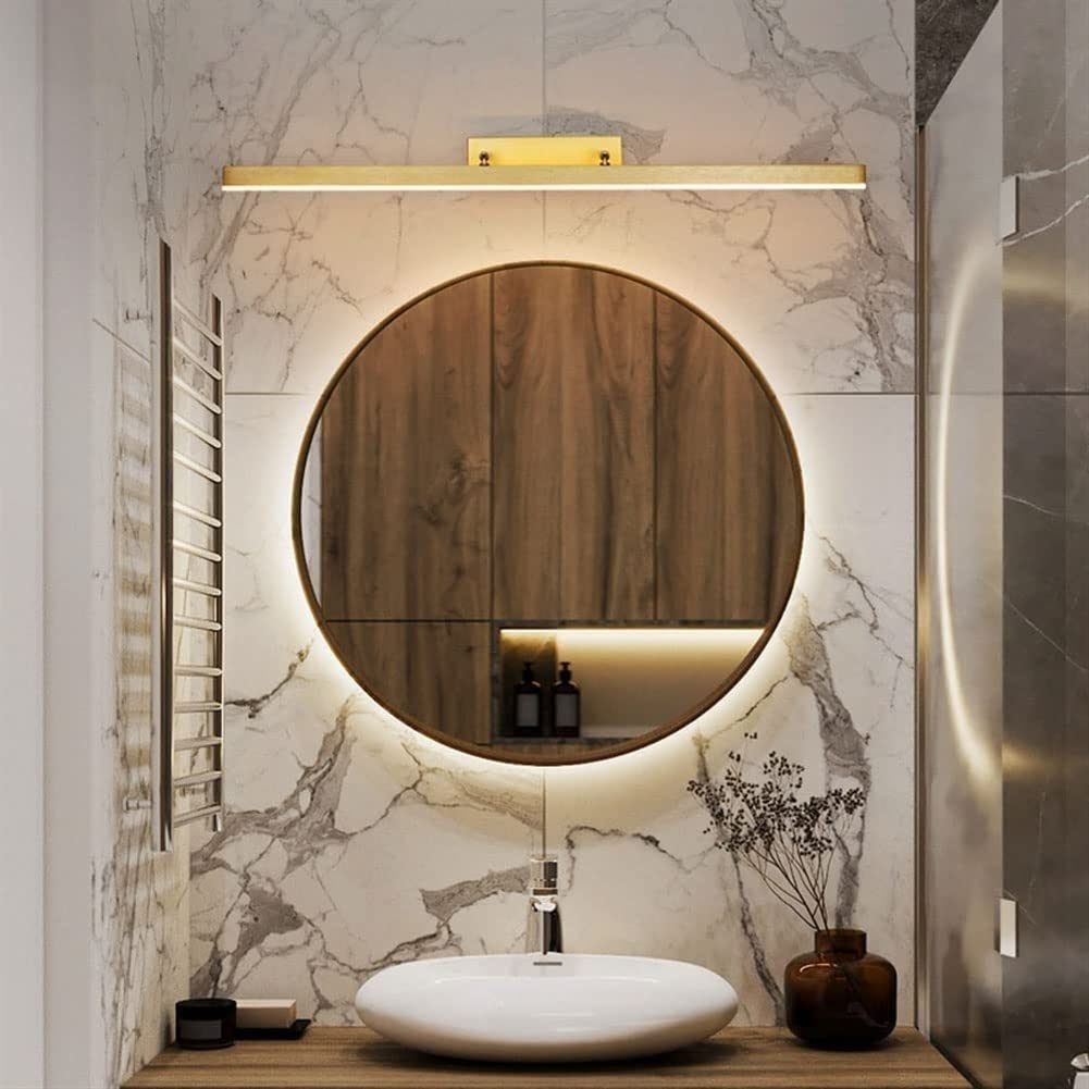 Applique Murale LED Dorée Pour Miroir Salle De Bain – Éclairage Frontal Doux, Installation Verticale/horizontale – Design Moderne, étanche, économe En énergie
