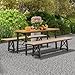 COSTWAY Gartenbank wetterfest, 3-Sitzer Sitzbank bis 500kg belastbar, Allwetter-Parkbank aus HDPE & Metallrahmen, Terrassenbank ohne Rückenlehne für Garten, Park, Balkon, 183 x 35 x 41,5 cm, Braun