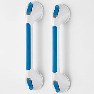 TAILI Shower Grab Bar Glow in The Dark, 2 Pack 16.8 in Grab Bars for Bathtubs and Showers,Shower Handles Shower Rails for Seniors and Elderly,Removable No Drilling Waterproof, Blue