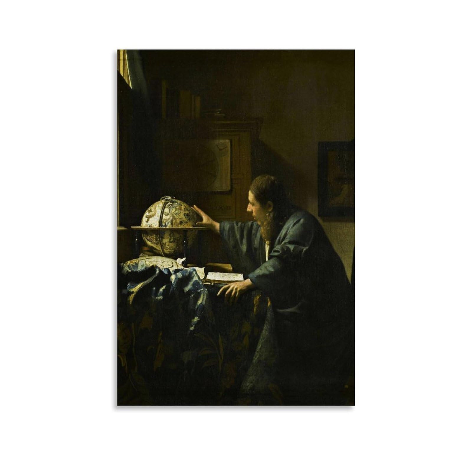 Johannes Vermeer - The Astronomer Classic Masterpiece Poster Wall Art Bedroom Prints Home Decor Hanging Picture Canvas Paintings 24x36inch(60x90cm)