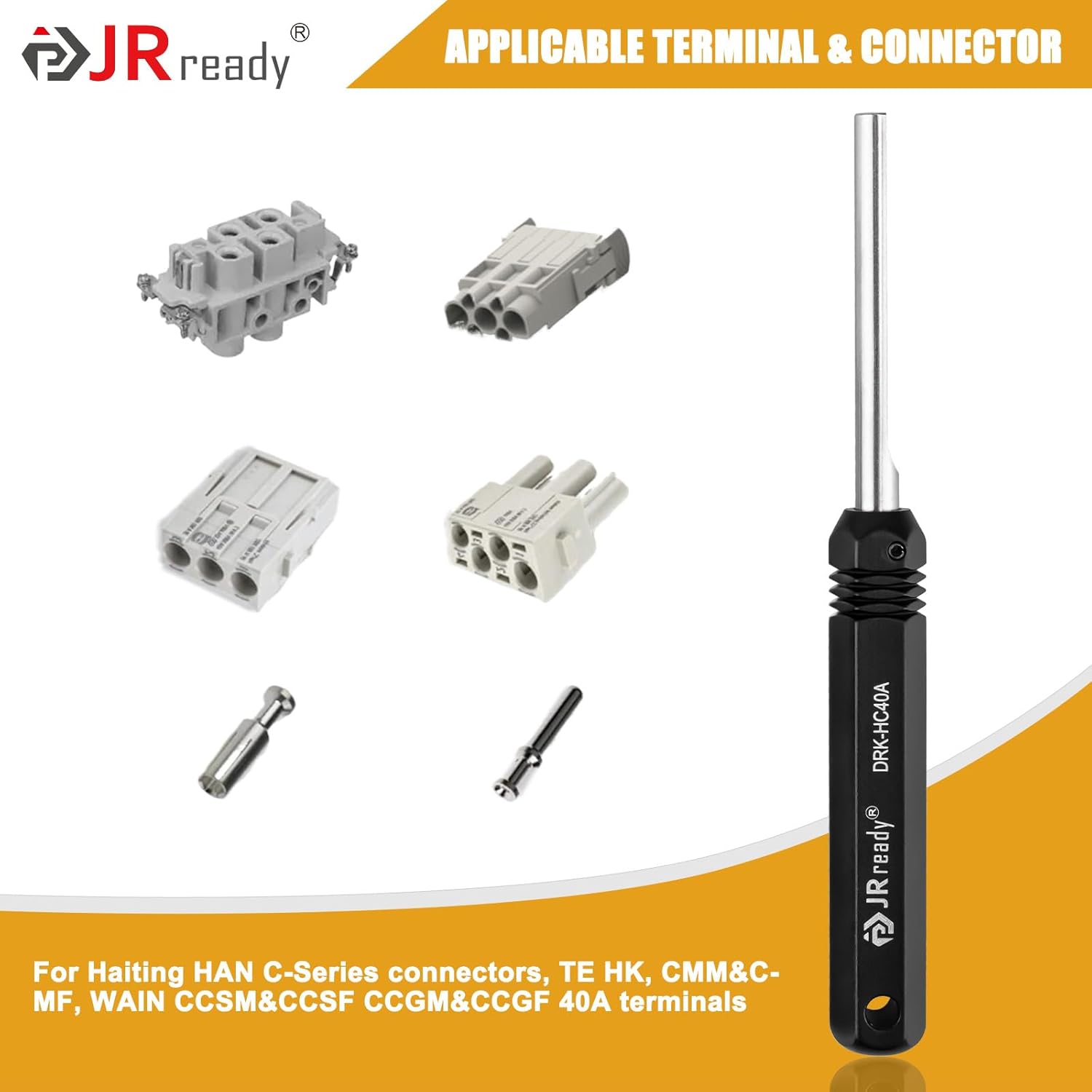 JRready DRK-HC40A Pin Extraction Removal Tool for Heavy Duty series HARTING HAN C 40A Series Connector & WAIN 40A CCSM/F Series Electronic Connector Contacts Repair Professional Removal Tool