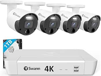 Swann Smart Security System 1080P 4カメラ Swann Wi-Fi 1080P 4 Channel 2 Camera Wi-Fi NVR Security
