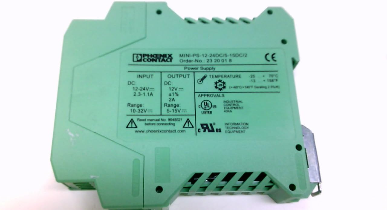 PHOENIX CONTACT2320018 Mini Dc/Dc Converter, 1Phase, 5-15Vdc, 2A, 2320018