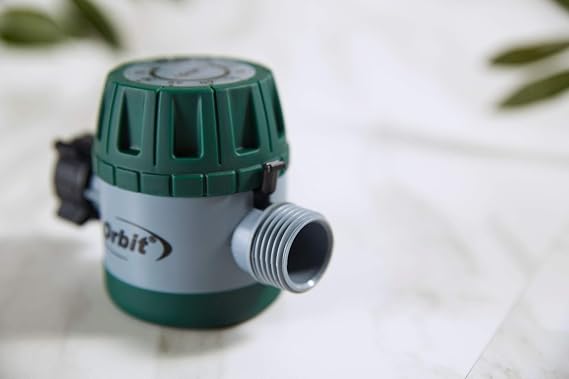 Orbit Mechanical Water Timer - Adjustable Irrigation Shutoff for Lawn & Garden Watering - Battery-Free Clockwork Hose Faucet Timer with Easy Grip Dial & Manual Bypass - 62034