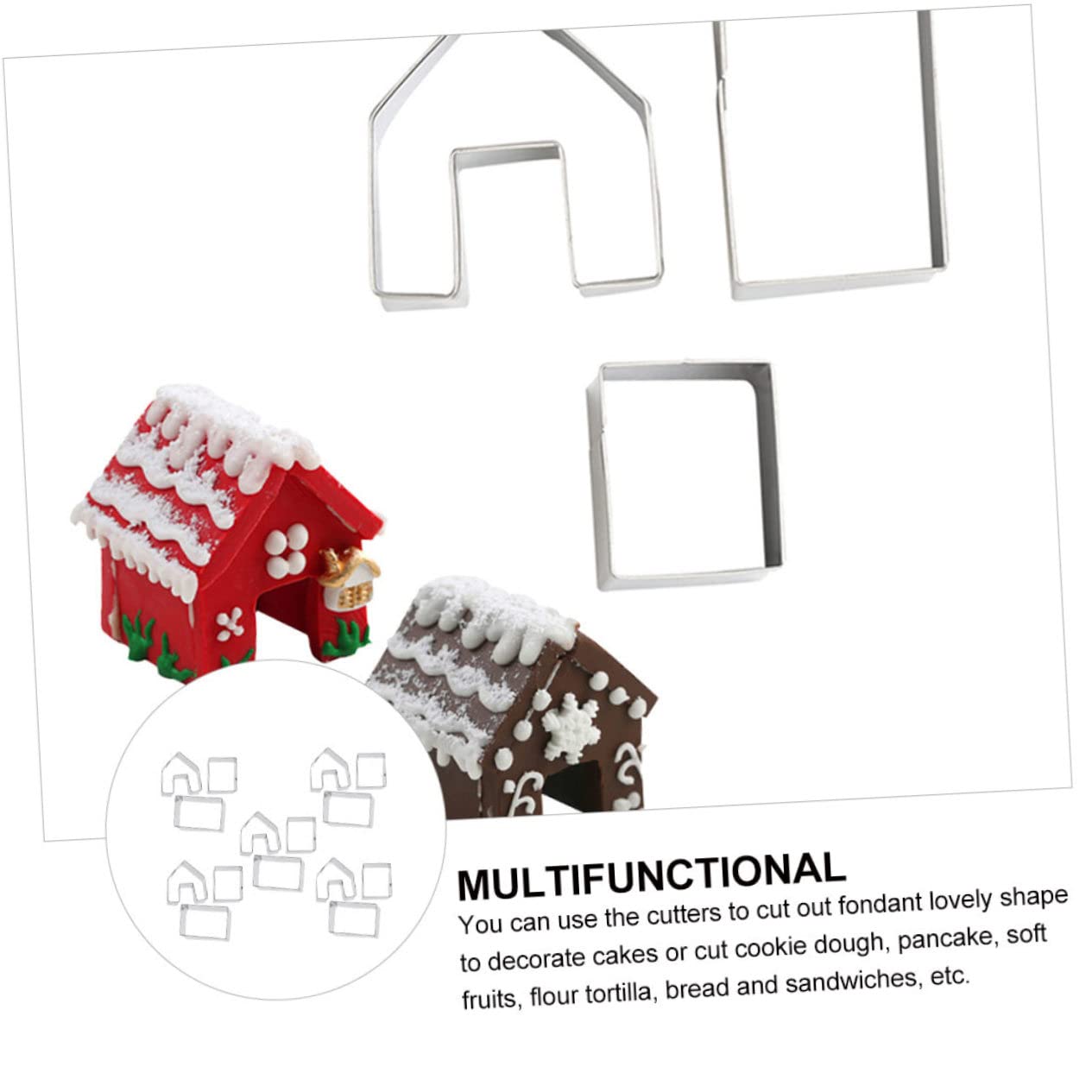 ULTECHNOVO Emporte-pièces Maison en Pain D'épice en Acier Inoxydable, 15 Pièces, Découpeuse à Pâtisserie Créative pour Biscuits, pour Fêtes de Noël et Anniversaires