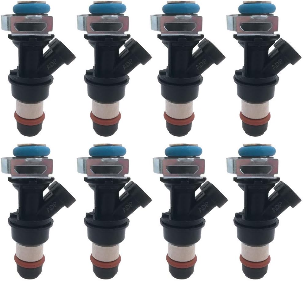 ADP 8 pcs Fuel injectors 17113698 4 Holes for 2001-2007 GMC Sierra Chevy Chevrolet Silverado V8 4.8L 5.3L 6.0L FJ10062