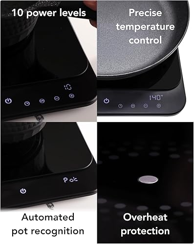 Miniatura 6 de AirHood Cocina de inducción ultrafina  Placa caliente de encimera con sensores de precisión para 10 modos de temperatura  Electrodoméstico de cocina