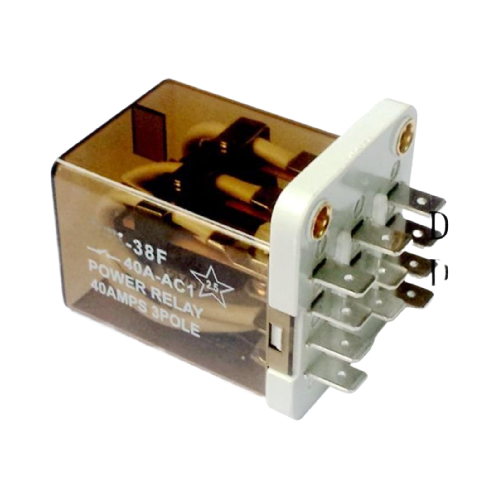 Relais 38F AC220V 3NO3NC avec base de fixation robuste et contacts 40A puissance