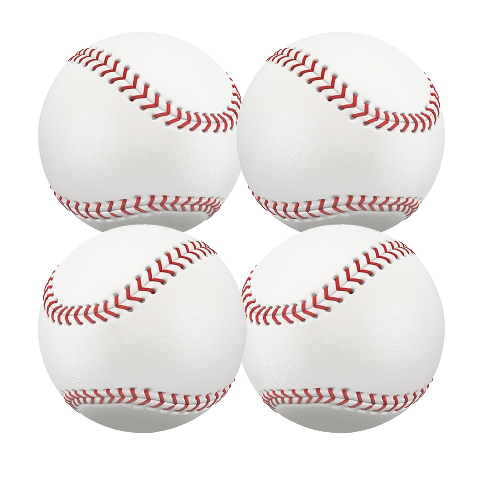 Xsybegdlk 4 Pack BaseBall Standard 9 Inch, Hard Rubber Leather baseball ball for Practice & Games, Rounders Ball, Training Base ball for Outdoor Sports for Youth And Adult