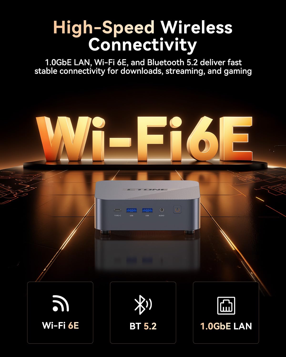 CTONE M2 Mini PC Iηtel Core i9-14900HX (bis 5,8 GHz), 32GB DDR4 1TB NVMe SSD, WiFi 6E, Bluetooth 5.3, Triple 4K Display, Wiηdows 11 Pro Kompakter Desktop Computer für Business/Office