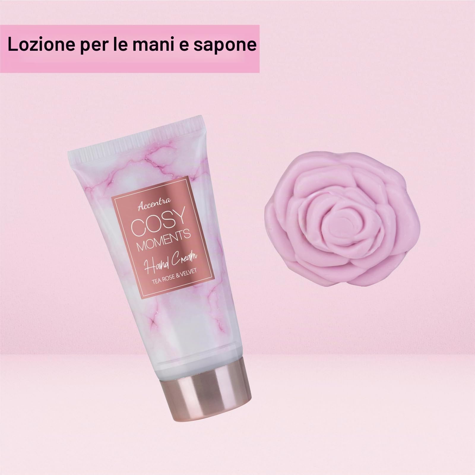Accentra - COSY MOMENTS Set da bagno e doccia in rosa – Set regalo per il relax delle donne per il compleanno o San Valentino – Set regalo e cura del benessere con mini vasca decorativa