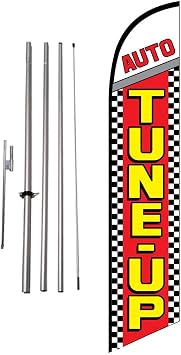 Auto Tune-up 15 foot Outdoor Advertising Feather Banner Flag Sign and Pole Kit and Ground Spike
