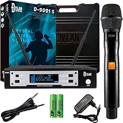 MICROFONE SEM FIO PROFISSIONAL DYLAN D9001 DE MÃO 100 CANAIS