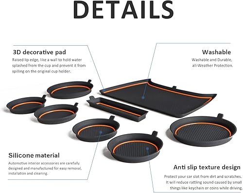 Vista 12 de Auovo Insertos para portavasos compatibles con Subaru Crosstrek Impreza 2024 2025, accesorios de silicona personalizados para portavasos de Rojo