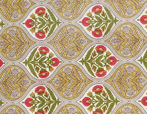 Image of 300 TC 100% Cotton Bedsheet for Double Bed King Size with 2 Pillow Covers | Breathable & Super Soft Rajasthani Sanganeri Jaipuri Printed Bed Sheet - 90 * 108 Inches (Damask Brown)
