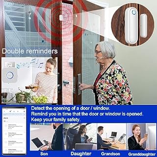 Door Chime with Phone App,WiFi Door Open Contact Sensor Alarm Chime with 600 FT Range,WiFi Door Ringer Alert for Business/Store/Home/Office When Enter (Three Sensor One Gateway)