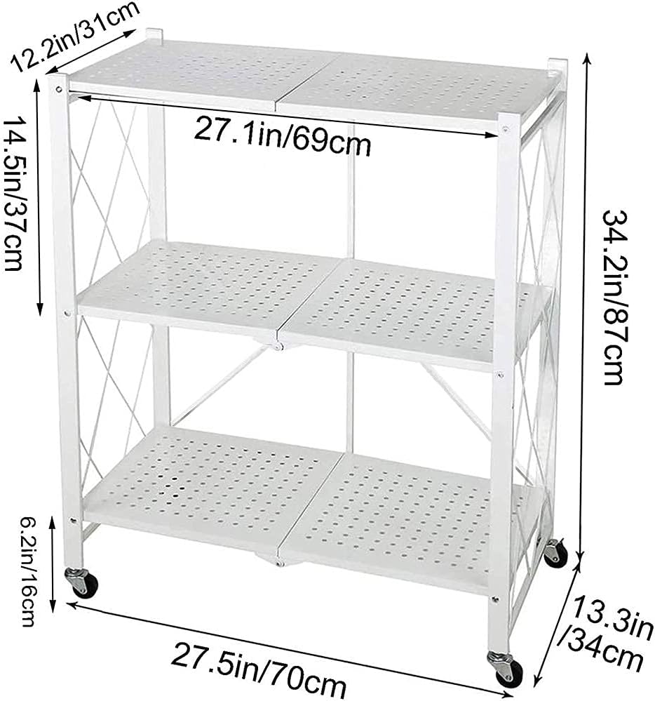 Folding Ladder Shelf Storage Rack Shelves, Display Storage Rack for Living Room, Bathroom, Kitchen(White,3 Tier)