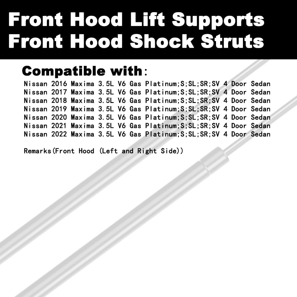 Front Hood Lift Supports Shock Struts Compatible with Maxima 2016 2017 2018 2019 2020 2021 2022 16 17 18 19 20 21 22 Sedan Replace 654704RA0A(2PC Set)