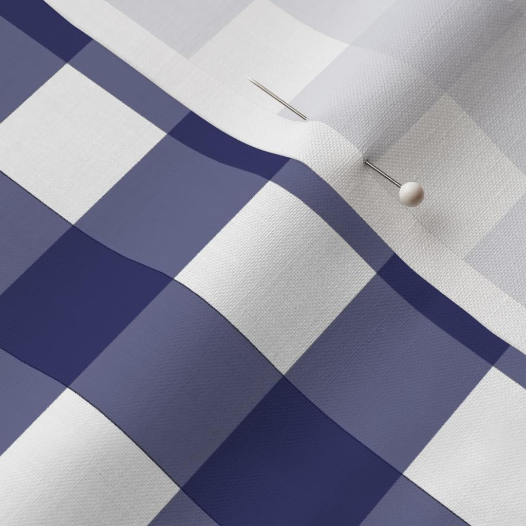 Spoonflower Fabric - Delft Check Plaid Buffalo Navy Indigo Blue White Boy Nursery Rustic Printed on Petal Signature Cotton Fabric Fat Quarter - Sewing Quilting Apparel Crafts Decor