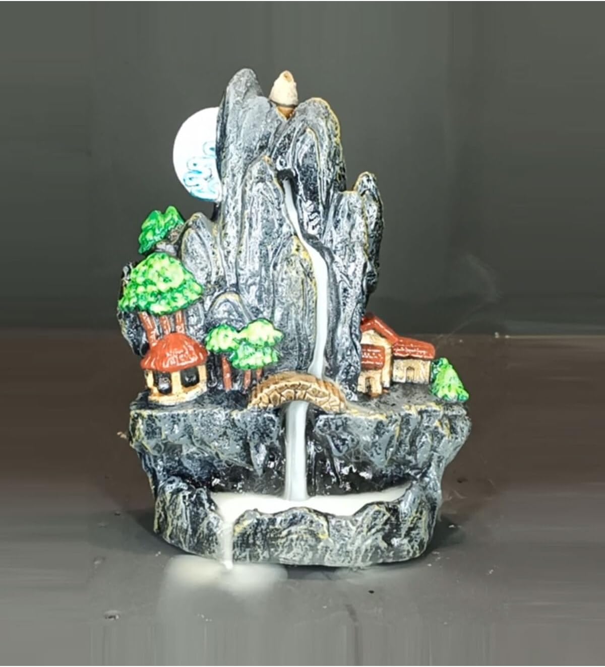 Backflow Incense Burner, Mountain Design Incense Holder, Black Ceramic Incense Burner for Home Decor - N