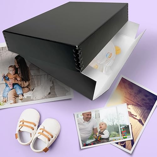 Miniatura 8 de Golden State Art, Caja de almacenamiento de fotos de museo con borde metálico sin ácidos, 9 x 12 pulgadas, conserva documentos, impresiones,