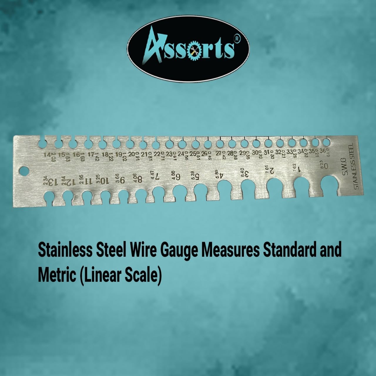 Stainless Steel Wire Gauge Measures Standard and Metric (Linear Scale)