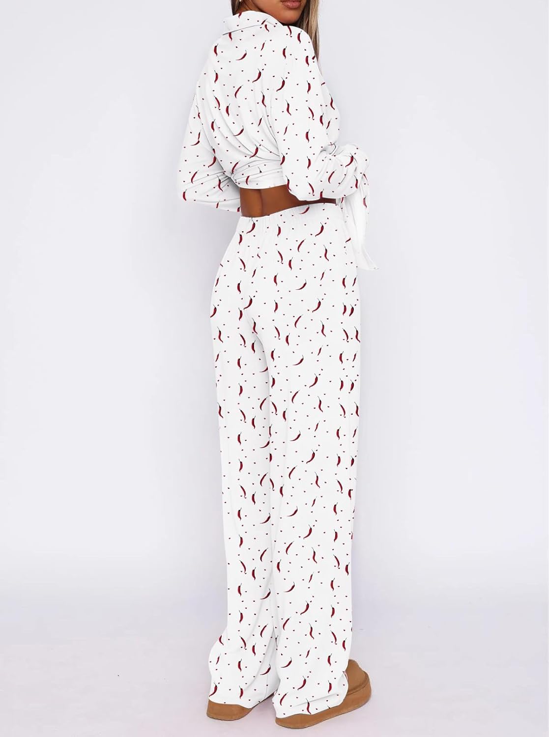 Dressmine Ladies Long Sleeve Cute Pajama Sets 2 Piece Fall Outfits Button Up Pjs Set Loungewear - Image 3