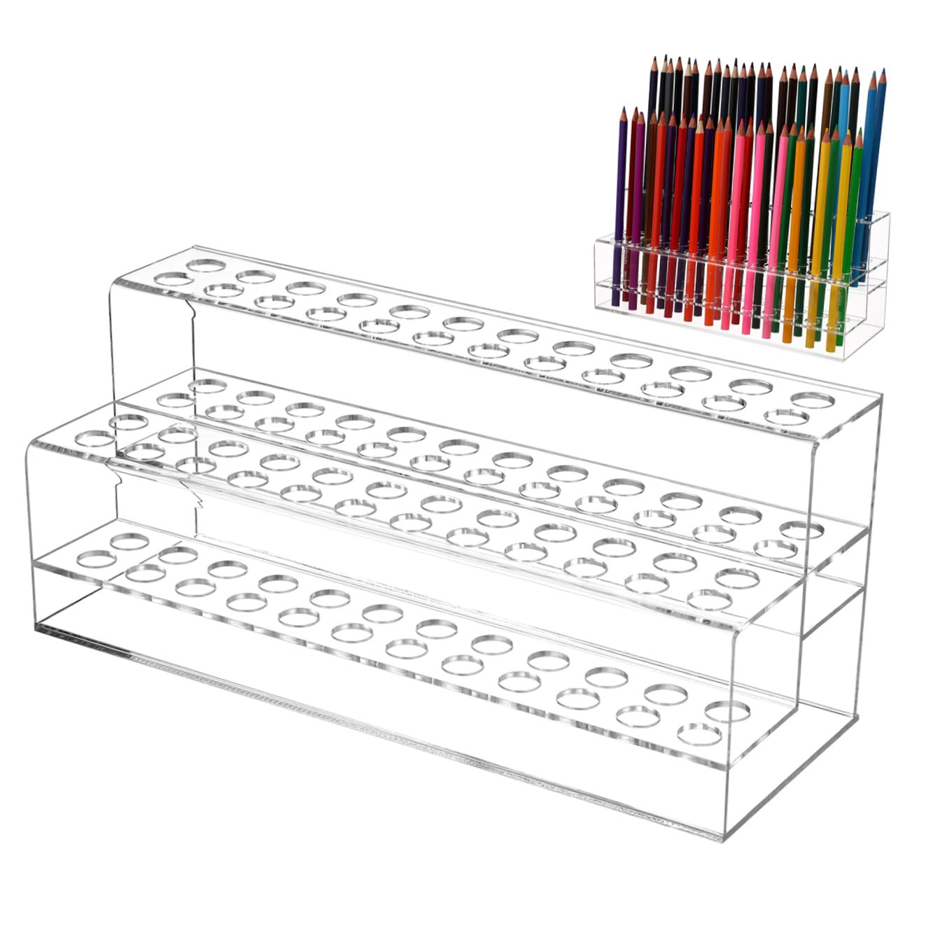 Didiseaon Organizador de Rotuladores de Pintura Estante para Guardar Bolígrafos Diseño Multi Ranura Plástico Estabilidad en Escritorio Uso Hogar Oficina