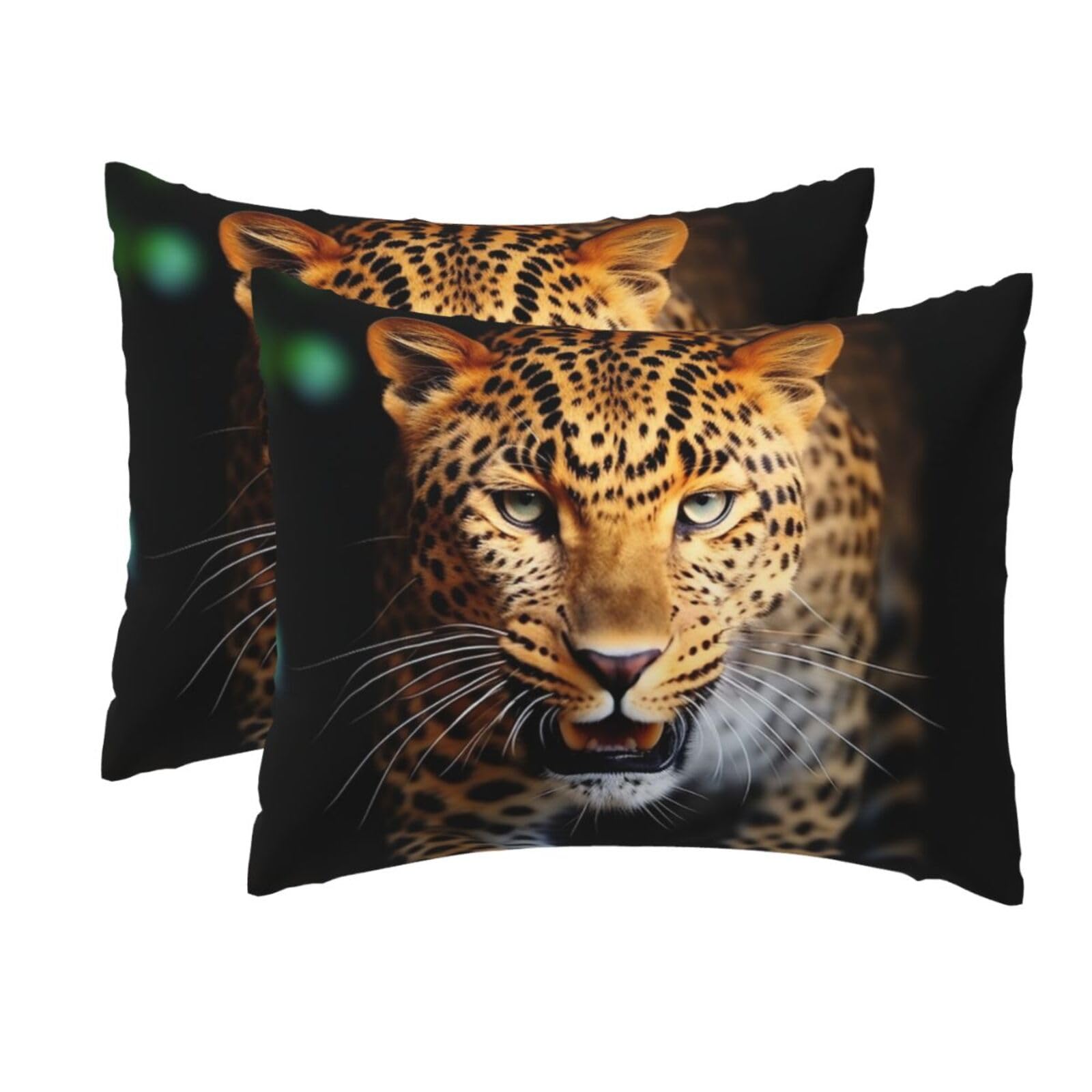 2 Pack Standard Size Pillow Cases for Hair and Skin Soft Breathable Pillow Case Covers with Hidden Zipper Leopard Pillowcase 20x26 Inches Pillow Cover for Sleeping Gift