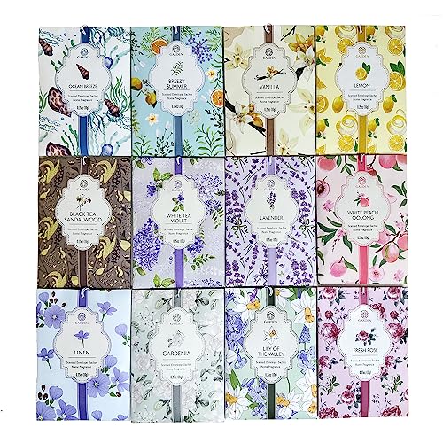 12 Scents Scented Sachets – 12 Pack, Long-Lasting Home Fragrance Sachet Bags, Large Fresh-Scented Packets, Sachets for Drawers and Closets