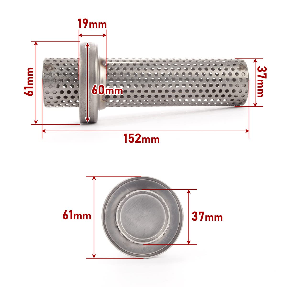 Amazon | バイク 汎用 適合径60mm ロング パンチングメッシュ マフラー