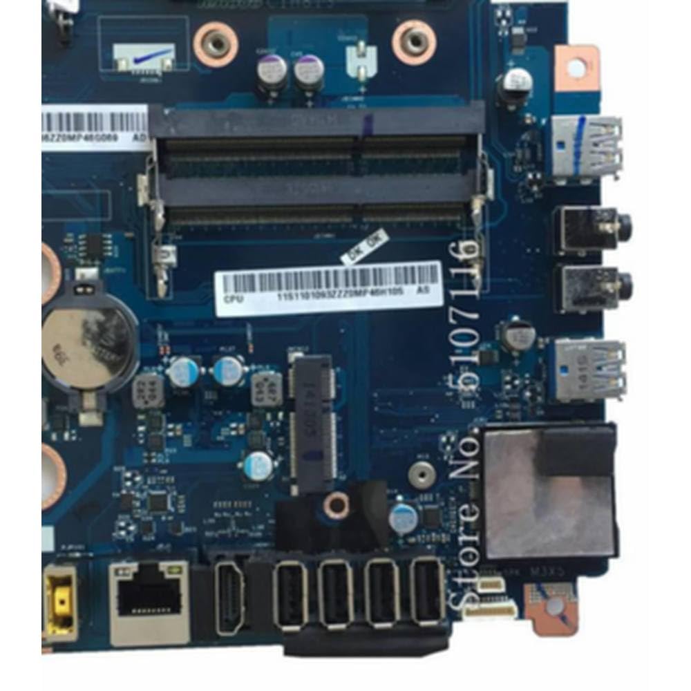 Close-up of the I/O ports and CPU socket area on the motherboard