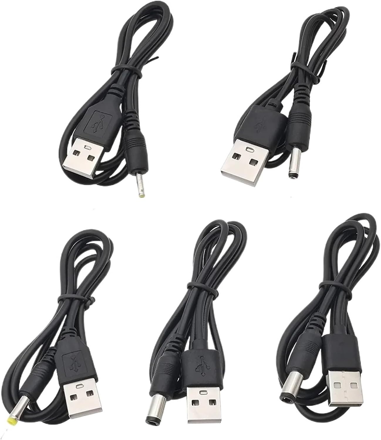 1PC 5V USB 2.0 Type A Male to 2.5x0.7mm 3.5x1.35mm 4.0x1.7mm 5.5x2.1mm 5.5x2.5mm DC Power Cable Jack Connector Charger Cord(5.5x2.5mm)