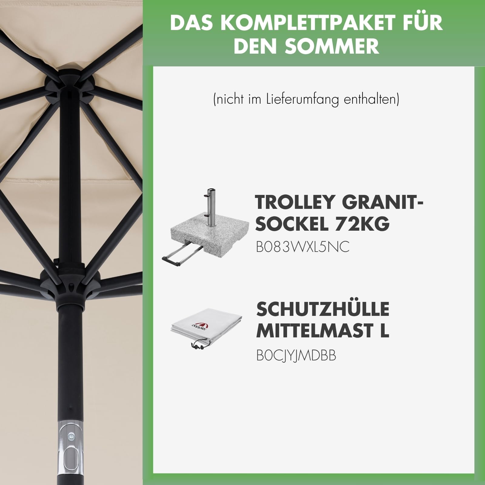 Doppler Sonnenschirm für den Garten Jack 300x200cm in Natur - Rechteckiger Sonnenschirm für Balkon & Terrasse - Schirm knickbar - Großer Balkonsonnenschirm - Kippbarer Kurbelschirm