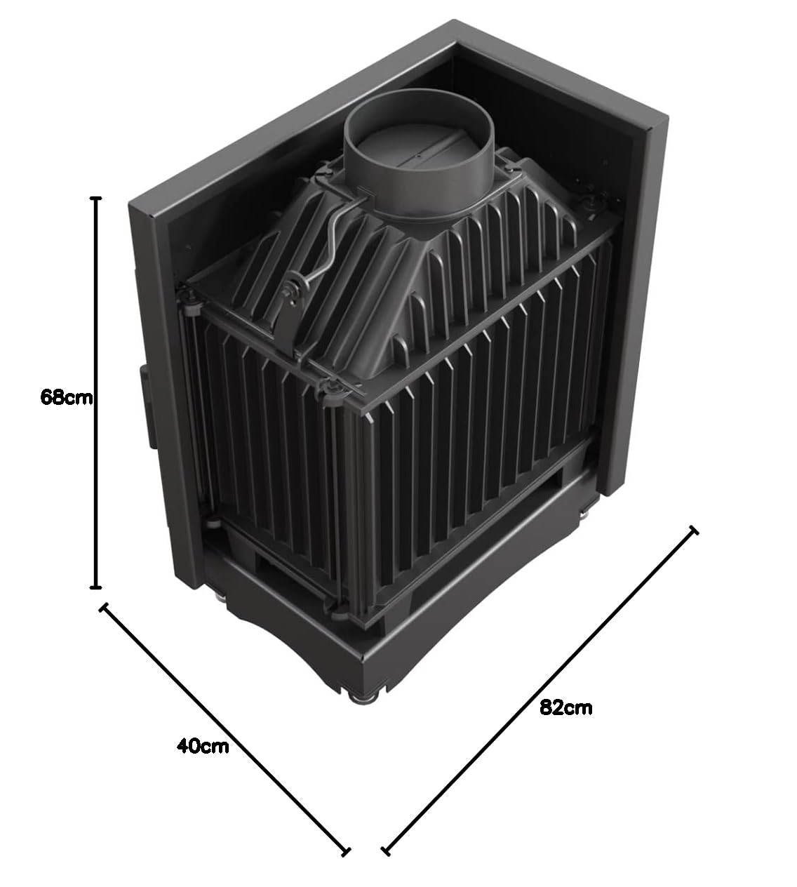 KRATKI Inserto per camino in ghisa a legna MAJA 8 kW Ø150 sinistro A 2 8 kW | Ghisa nero, efficienza 80,1%, classe A. Ecodesign, BImSchV 2.; combustione efficiente; basse emissioni; calore uniforme